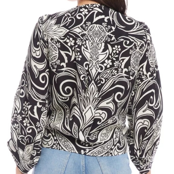 Karen Kane Blouson Sleeve Tie Front Top Blouse Women’s - Picture 2 of 6